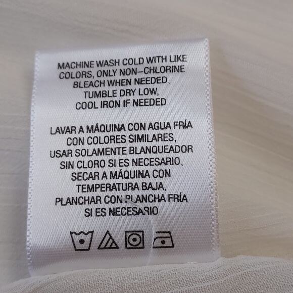 Bongo Sheer Black White Colorblock Long Sleeve Button Up Shirt Blouse Top - Picture 6 of 7